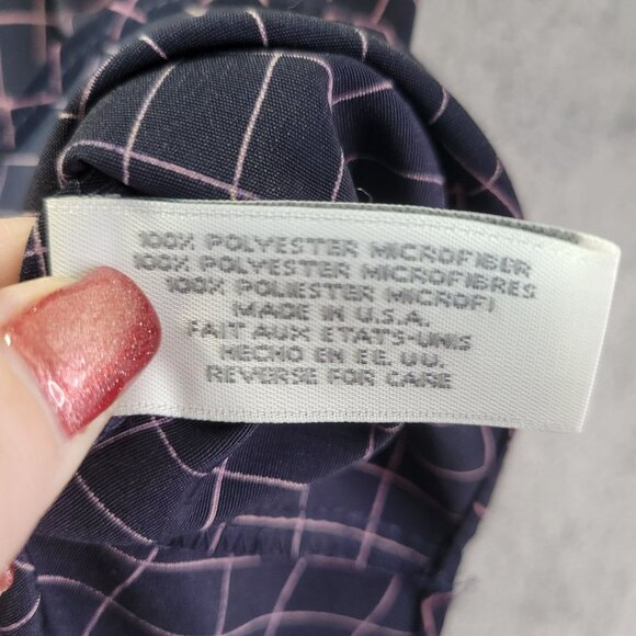 Haley Womens‎ Sleeveless Button Up M Navy Pink Plaid Check Collared Top Golf - Picture 8 of 10